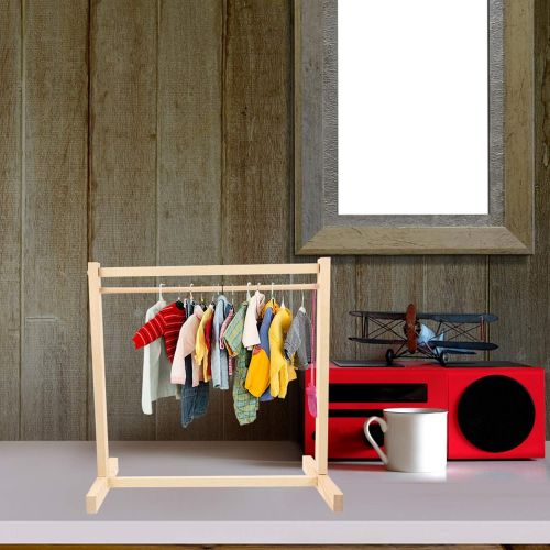  EXCEART Doll Furniture Clothing Rack Wood Little Doll Hangers Dolls Clothes Holder Doll Dress Organiser Rod for Wardrobe Doll Clothes Dollhouse Accessories L