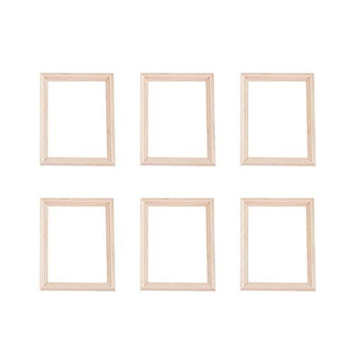  EXCEART 6Pcs Wooden Dollhouse Furniture Dollhouse Miniature Photo Frame DIY Dollhouse Furniture for Photo Props Doll House Decor