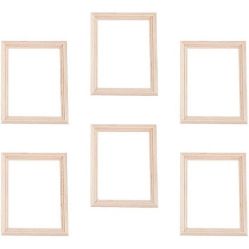  EXCEART 6Pcs Wooden Dollhouse Furniture Dollhouse Miniature Photo Frame DIY Dollhouse Furniture for Photo Props Doll House Decor