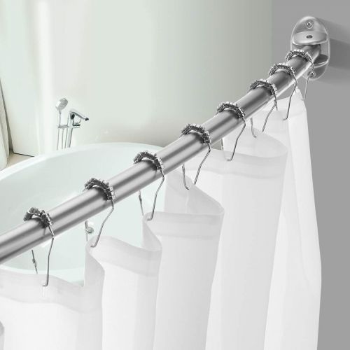  EXCELL Home Fashions Curved Shower Curtain Rod, Adjustable Customizable Curtain Rod for Bathtub, Stall, Closet, Doorway, 40-72 Inches, Brushed Nickel