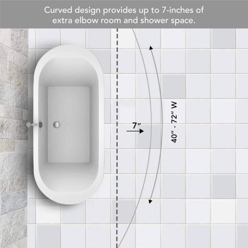  EXCELL Home Fashions Curved Shower Curtain Rod, Adjustable Customizable Curtain Rod for Bathtub, Stall, Closet, Doorway, 40-72 Inches, Brushed Nickel