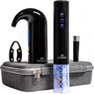 EXCITINGIFT Wine Gift Set with Electric Wine Bottle Opener, Electric Aerator and Pourer, Reusable Vacuum Stopper, Foil Cutter, and EVA Storage Bag, Rechargeable and Automatic(black