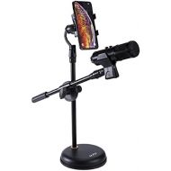[아마존베스트]Exjoy Microphone Stand Table with Mobile Phone Holder, Adjustable Microphone Stand with Non-Slip Clamp Holder Clamp Strong Round Base (1.27 kg)