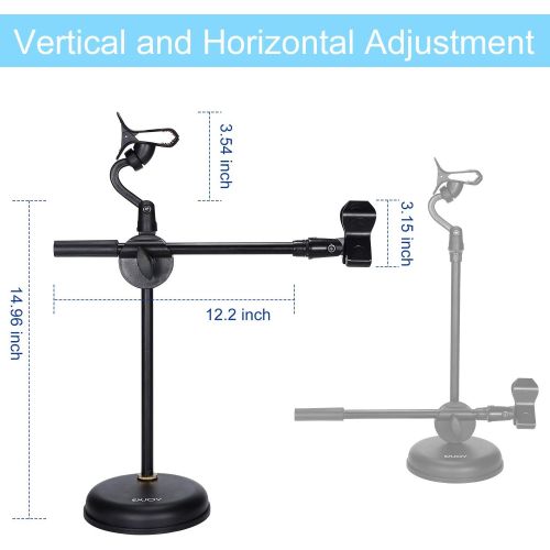  [아마존베스트]Exjoy Microphone Stand Table with Mobile Phone Holder, Adjustable Microphone Stand with Non-Slip Clamp Holder Clamp Strong Round Base (1.27 kg)