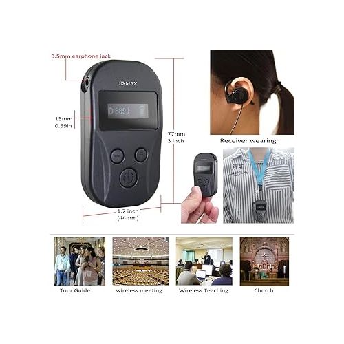  EXMAX EXD-101 2.4G Wireless Tour Guide Monitoring Voice Audio Transmission System for Teaching Museum Conference Church Translation Trip (4 Transmitters 56 Receivers + Aluminium 64-slot Charging Case)