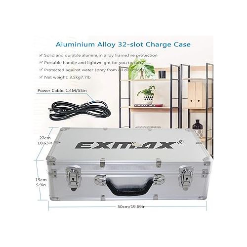  EXMAX EXD-C32 Aluminium Alloy Charge Case Base Storage Box Case Charging Station for EXMAX Voice Transmission System EX-100 ATG-100T EXD-101 EXD-6824 EXD-6688 EX-624 EX-200(32 Mini USB Slots)