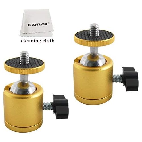  EXMAX Tripod Mini Ball Head with 1/4” Screw for Photography Studio DSLR Camera - 2 Pack Golden