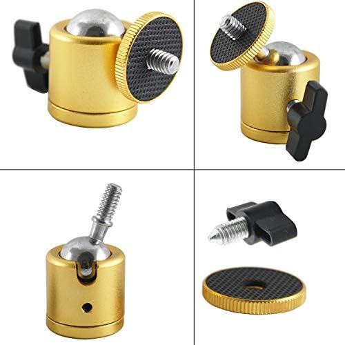  EXMAX Tripod Mini Ball Head with 1/4” Screw for Photography Studio DSLR Camera - 2 Pack Golden