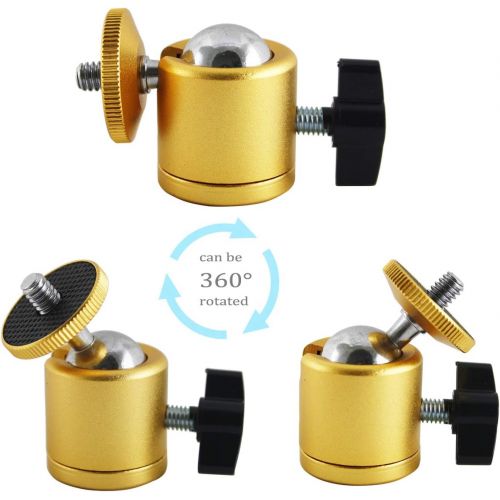  EXMAX Tripod Mini Ball Head with 1/4” Screw for Photography Studio DSLR Camera - 2 Pack Golden