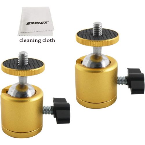  EXMAX Tripod Mini Ball Head with 1/4” Screw for Photography Studio DSLR Camera - 2 Pack Golden