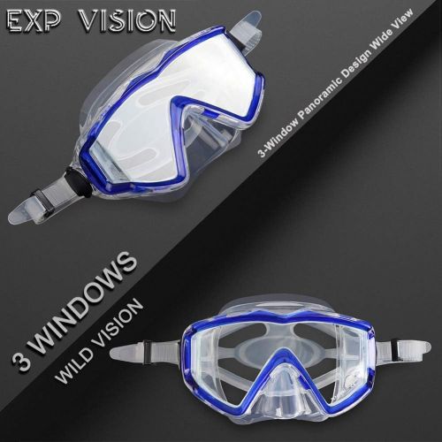  EXP VISION Diving Mask Snorkeling Gear, Kids Adult 2PCS Snorkel Mask Dive Goggles Silicone Swim Glasses with Nose Cover for Snorkeling Scuba Free Diving Spearfishing