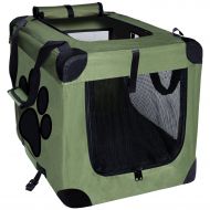 EXPAWLORER Dog Crate Collapsible Foldable Indoor/Outdoor Pet Home, Deluxe Pet Carrier, Green