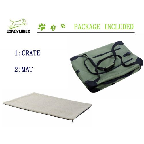  EXPAWLORER Dog Crate Collapsible Foldable Indoor/Outdoor Pet Home, Deluxe Pet Carrier, Green