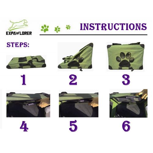  EXPAWLORER Dog Crate Collapsible Foldable Indoor/Outdoor Pet Home, Deluxe Pet Carrier, Green