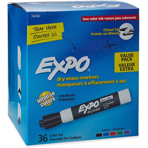  [아마존핫딜][아마존 핫딜] Expo EXPO Low Odor Dry Erase Markers, Chisel Tip, Assorted, 36 Count