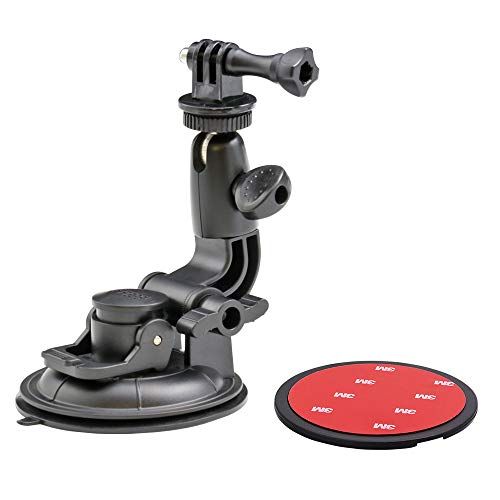  Suction Cup Car Camera Mount, EXSHOW Windshield Dashboard Car Mount with 3M Sticky Pad for GoPro, Canon, Nikon, Sony, Neewer, DSLR, Olympus, Pentax, HeroFiber and More Cameras