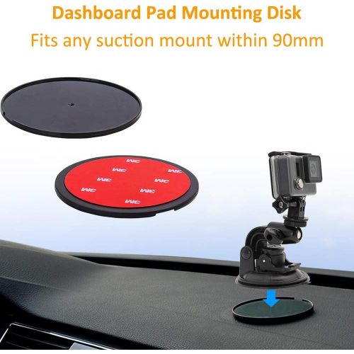  Suction Cup Car Camera Mount, EXSHOW Windshield Dashboard Car Mount with 3M Sticky Pad for GoPro, Canon, Nikon, Sony, Neewer, DSLR, Olympus, Pentax, HeroFiber and More Cameras