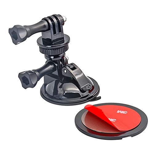  EXSHOW Car Suction Cup Mount for GoPro, Full Rotation Car Dashoard/ Windshield Camera Holder with 1/4 Camera Screw Connector for GoPro Hero 8 7 6 5 4 3+ 3 2 1 and Other Cameras