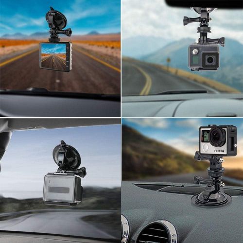  EXSHOW Car Suction Cup Mount for GoPro, Full Rotation Car Dashoard/ Windshield Camera Holder with 1/4 Camera Screw Connector for GoPro Hero 8 7 6 5 4 3+ 3 2 1 and Other Cameras