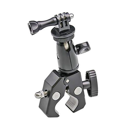  EXSHOW Camera Motorcycle Mount for Gopro, 360 Rotation Metal Action Camera Clamp Holder with 1/4-20 Thread for Moto Bike Bicycle Handlebar, for GoPro Hero 9 8 7 6 5 4 Black, SJCAM,