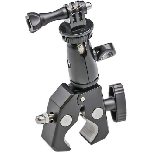  EXSHOW Camera Motorcycle Mount for Gopro, 360 Rotation Metal Action Camera Clamp Holder with 1/4-20 Thread for Moto Bike Bicycle Handlebar, for GoPro Hero 9 8 7 6 5 4 Black, SJCAM,