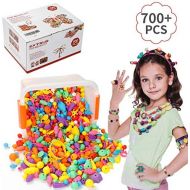 [아마존베스트]EXTSUD Pop Beads Set 700PCS+ DIY Jewelry Set BPA Free Making Necklace, Bracelet, Hairband and Ring Pop Snap Beads Set Creativity DIY Bead for Kids Girls Toddlers