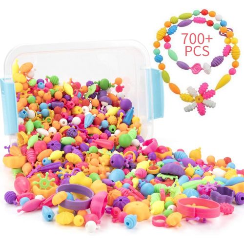  [아마존베스트]EXTSUD Pop Beads Set 700PCS+ DIY Jewelry Set BPA Free Making Necklace, Bracelet, Hairband and Ring Pop Snap Beads Set Creativity DIY Bead for Kids Girls Toddlers