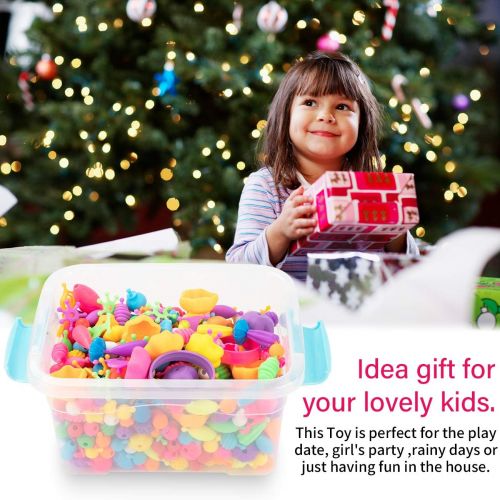  [아마존베스트]EXTSUD Pop Beads Set 700PCS+ DIY Jewelry Set BPA Free Making Necklace, Bracelet, Hairband and Ring Pop Snap Beads Set Creativity DIY Bead for Kids Girls Toddlers