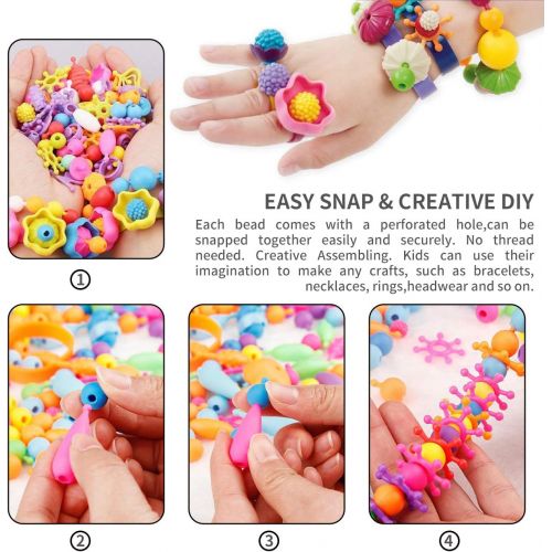  [아마존베스트]EXTSUD Pop Beads Set 700PCS+ DIY Jewelry Set BPA Free Making Necklace, Bracelet, Hairband and Ring Pop Snap Beads Set Creativity DIY Bead for Kids Girls Toddlers