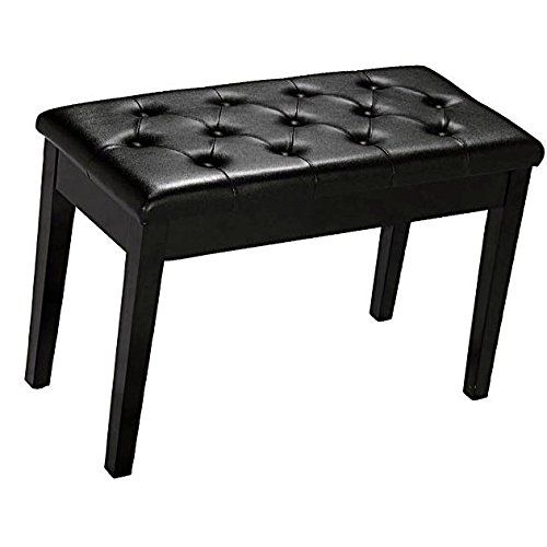  EXXtra Store Black Piano Padded Leather Bench with Storage Double Duet Seating Keyboard + eBook