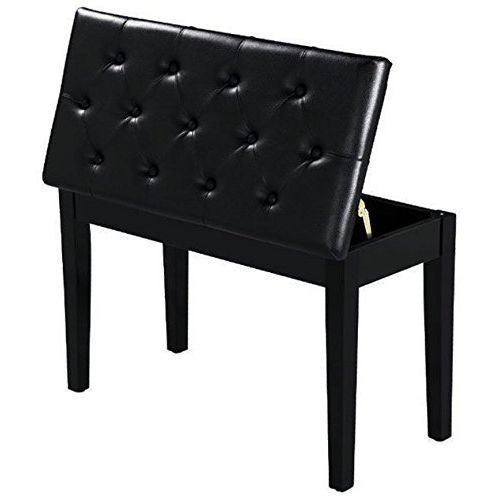  EXXtra Store Black Piano Padded Leather Bench with Storage Double Duet Seating Keyboard + eBook