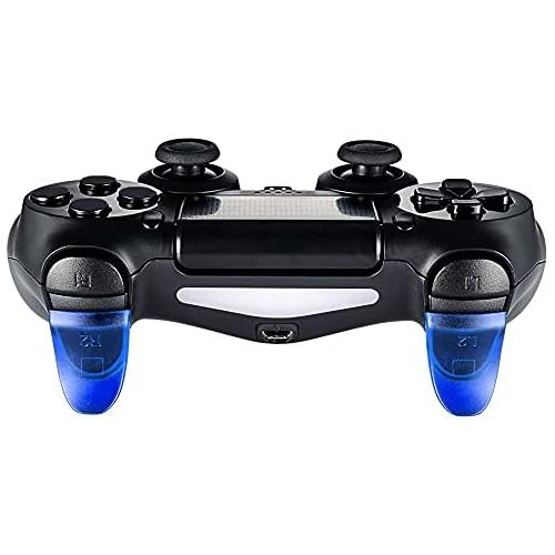  eXtremeRate Clear Blue 2 Pairs L2 R2 Buttons Extention Trigger for PS4 Controller, Game Improvement Adjusters Extenders for PS4 Controller JDM-030