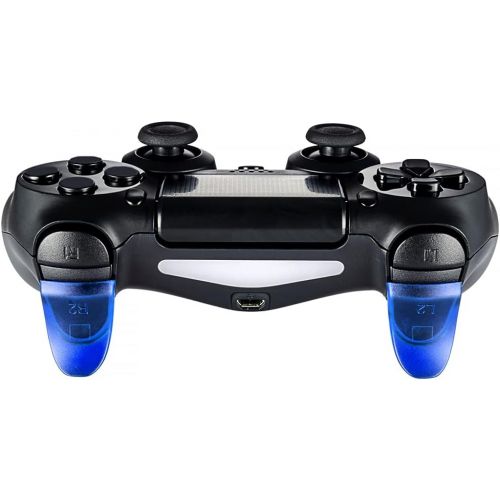  eXtremeRate Clear Blue 2 Pairs L2 R2 Buttons Extention Trigger for PS4 Controller, Game Improvement Adjusters Extenders for PS4 Controller JDM-030