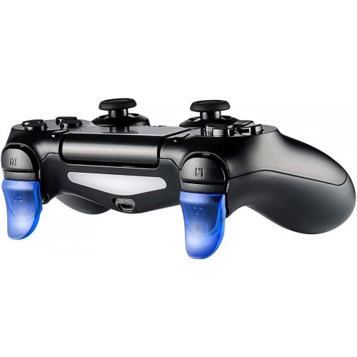  eXtremeRate Clear Blue 2 Pairs L2 R2 Buttons Extention Trigger for PS4 Controller, Game Improvement Adjusters Extenders for PS4 Controller JDM-030