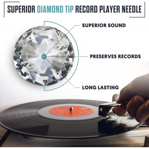  EXuby 2 -Pack Record Player Needle Replacement w/ Diamond Tip - Compatible with Crosley, Jensen, Pyle, Detrola & More - Superior Sound - Protect Your Vinyl - 3000Hrs of Playback  Quick