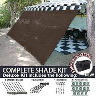 EZ Awning Shade Kits RV Awning Shade Motorhome Patio Sun Screen Complete Deluxe Kit (Brown) (8x19)