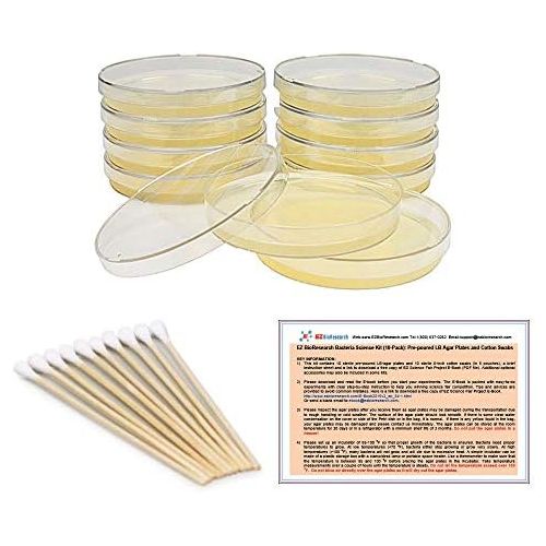  [아마존베스트]EZ BioResearch Bacteria Science Kit (IV): Top Science Fair Project Kit. Prepoured LB-Agar Plates And Cotton Swabs. Exclusive Free Science Fair Project E-Book Packed With Award Winn