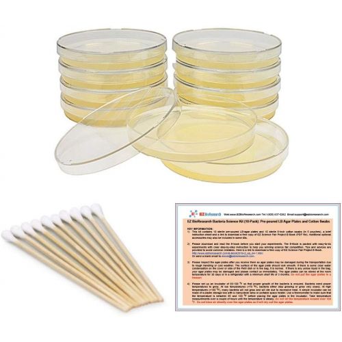  [아마존베스트]EZ BioResearch Bacteria Science Kit (IV): Top Science Fair Project Kit. Prepoured LB-Agar Plates And Cotton Swabs. Exclusive Free Science Fair Project E-Book Packed With Award Winn