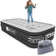 EZ Inflate Air Mattress with Built in Pump - Twin Size Double-High Inflatable Mattress with Flocked Top - Easy Inflate, Waterproof, Portable Blow Up Bed for Camping & Travel