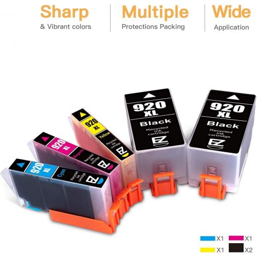  E-Z Ink (TM) Compatible Ink Cartridge Replacement for HP 920XL 920 for use with Officejet 6500 6500A 6000 7000 7500 7500A E709 Printer Tray (2 Black, 1 Cyan, 1 Magenta, 1 Yellow, 5