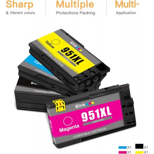  E-Z Ink (TM) Compatible Ink Cartridge Replacement for HP 950XL 951XL 950 XL 951 XL to use with OfficeJet Pro 8100 8610 8600 8615 8620 8625 276dw 251dw(1 Black, 1 Cyan, 1 Magenta, 1