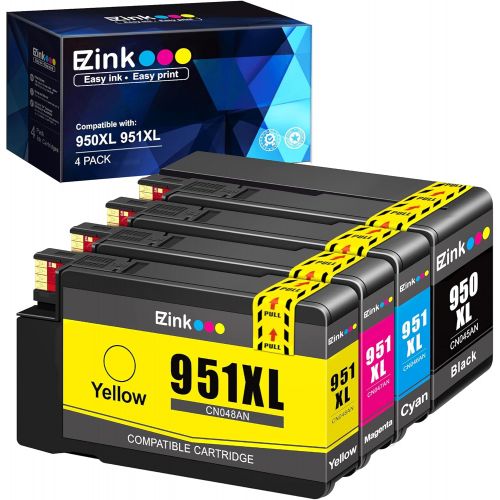  E-Z Ink (TM) Compatible Ink Cartridge Replacement for HP 950XL 951XL 950 XL 951 XL to use with OfficeJet Pro 8100 8610 8600 8615 8620 8625 276dw 251dw(1 Black, 1 Cyan, 1 Magenta, 1