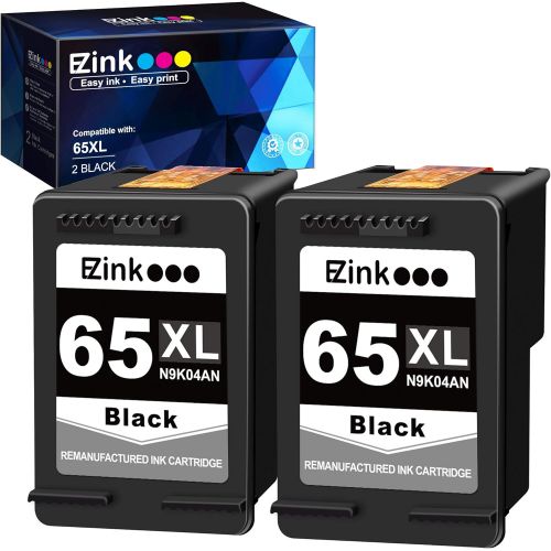 E-Z Ink (Tm) Remanufactured Ink Cartridge Replacement for Hp 65 65XL 65 XL to Use with Envy 5055 5052 5058 Deskjet 2622 2624 2652 2655 3752 3755 Printer (2 Black, 2 Pack)