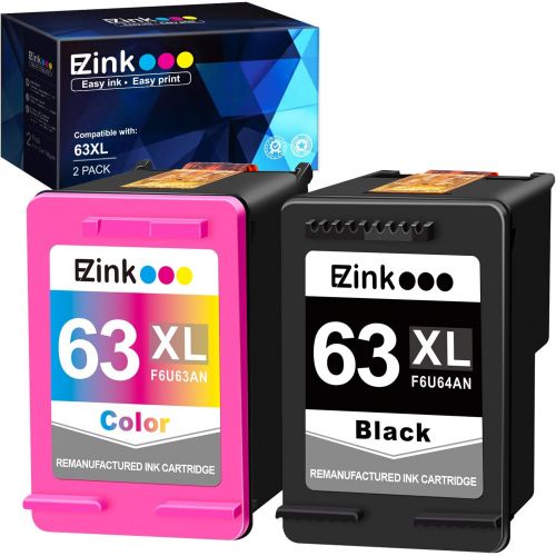  E-Z Ink (TM) Remanufactured Ink Cartridge Replacement for HP 63XL 63 XL to use with Officejet 3830 5255 4650 3833 Envy 4520 Deskjet 1112 3637 3630 3634 Printer (1 Black, 1 Tri-Colo