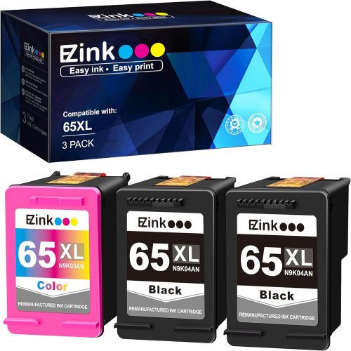  E-Z Ink (TM) Remanufactured Ink Cartridge Replacement for HP 65 65XL 65 XL to use with Envy 5055 5052 5058 DeskJet 2622 2624 2652 2655 3752 3755 Printer (2 Black, 1 Color)
