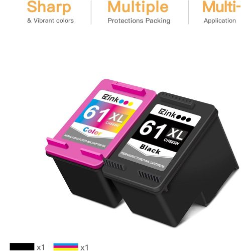  E-Z Ink (TM) Remanufactured Ink Cartridge Replacement for HP 61XL 61 XL High Yield to use with Envy 4500 5530 5534 Deskjet 1000 1010 2540 1055 1056 OfficeJet 4630 4632 Printer (2 P
