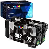 E-Z Ink Remanufactured Ink Cartridge Replacement for Epson 802 T802 to use with Workforce Pro WF-4740 WF-4730 WF-4720 WF-4734 EC-4020 EC-4030 (2 Black)