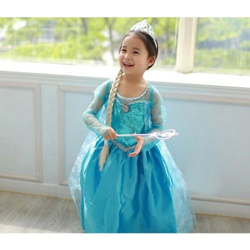  EZ LIFE PRODUCTS EzLife Elsa Tiara Crown Wig Wand Blue Gloves Set of 4 Cosplay Accessories Blue Small