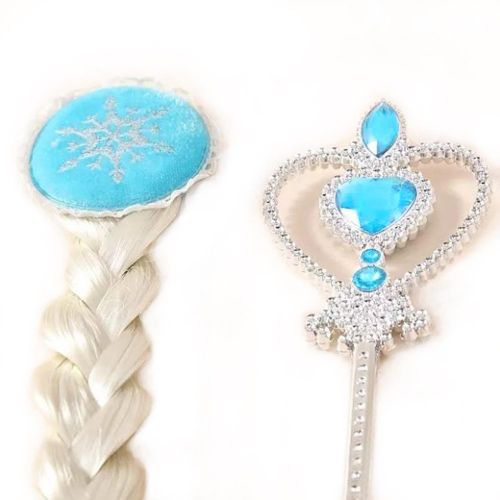  EZ LIFE PRODUCTS EzLife Elsa Tiara Crown Wig Wand Blue Gloves Set of 4 Cosplay Accessories Blue Small