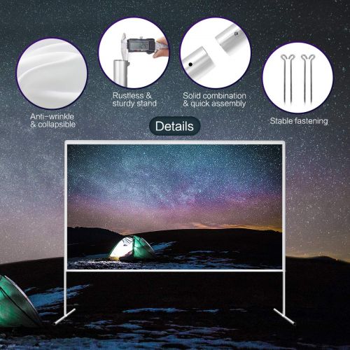  120 inch Projector Screen with Stand -EZAPOR 16:9 290×168CM Portable Foldable Outdoor Movie Home Theater Projection Screen Assembling